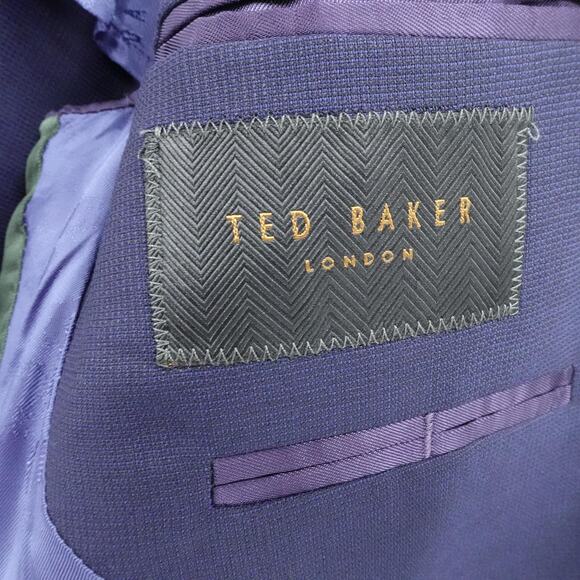 Ted Baker Blazer Mens 38 Regular Blue Wool Made in Italy Karl SPJ Jacket Suit - Picture 3 of 16